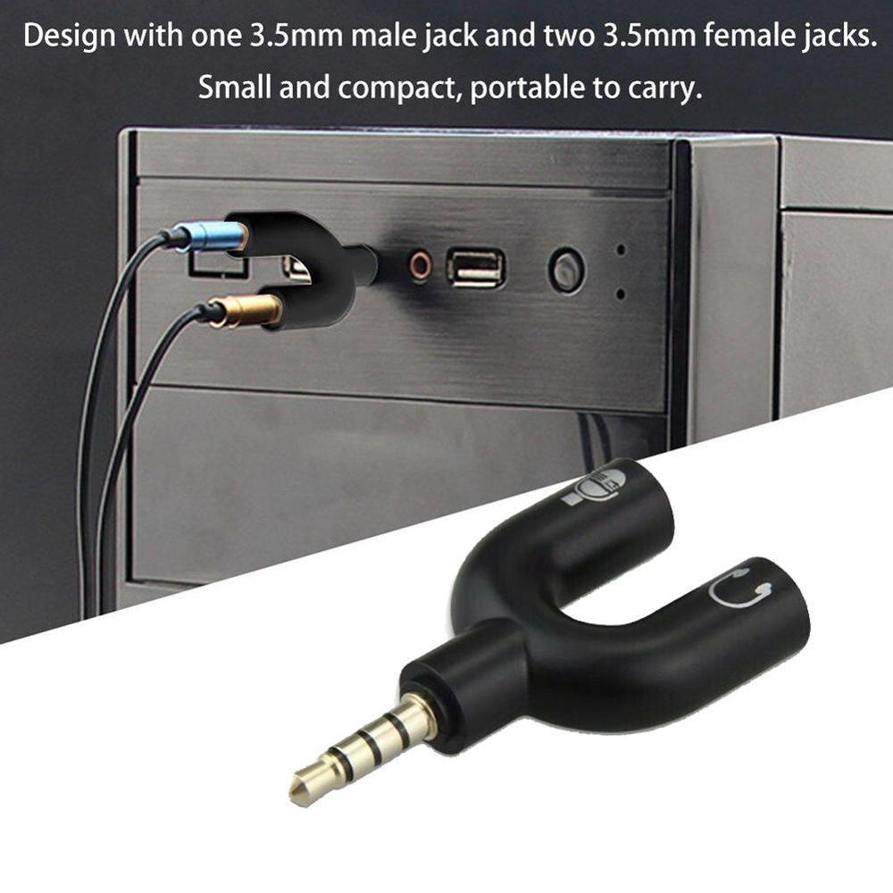1PC Dual 3.5MM U Type Adapter  - Earphone Splitter Jack review and price