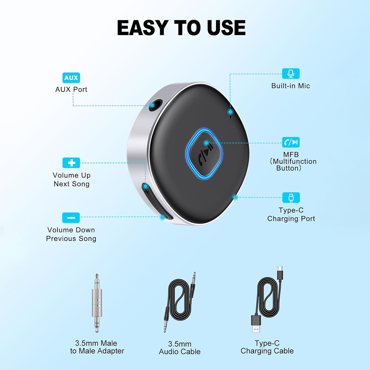Car Bluetooth AUX Adapter, Min - Bluetooth Adapter Receiver review and price