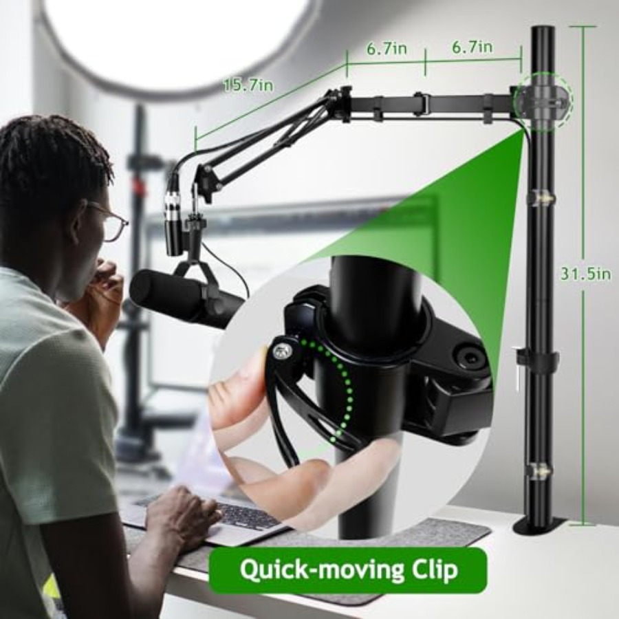 Mic Boom Arm, Adjustable Heigh - Shure Mic Sm7B review and price